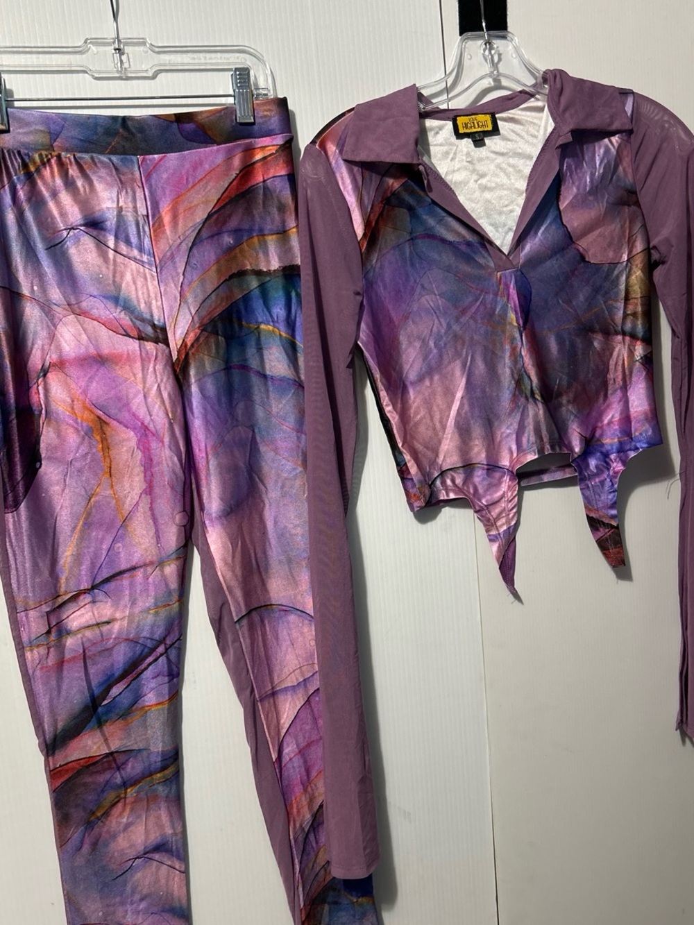 Purple Marble Print Two-Piece Pantsuit